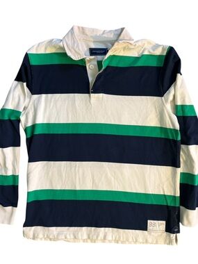 Vineyard Vines Striped Rugby Shirt Men’s Medium Navy/Green/White Long Sleeve EUC